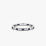 14K Solid Gold Diamond and Baguette Sapphire Eternity Ring - Image 2