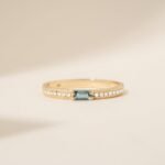 18K Solid Gold Natural Diamond and Baguette Topaz Ring - 图片 4