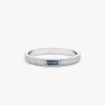 18K Solid Gold Natural Diamond and Baguette Topaz Ring - 图片 2