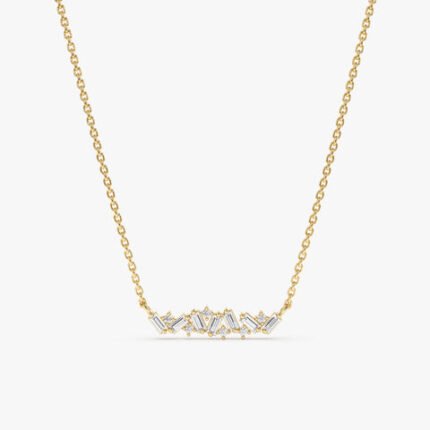 Baguette Diamond Cluster Necklace