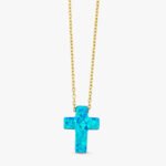 Blue Opal Cross Necklace