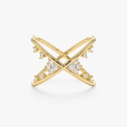 交叉钻石簇戒指