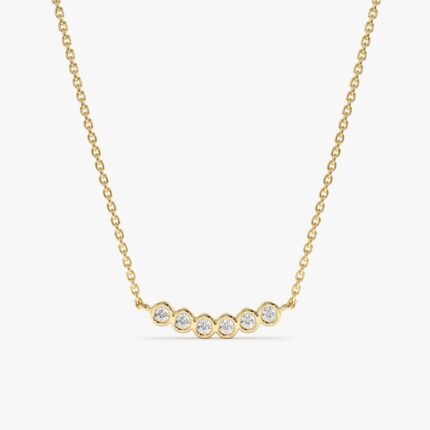 Curved Bubble Bar Diamond Necklace
