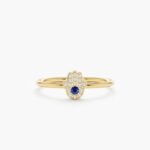 Diamond and Sapphire Hamsa Ring