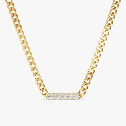 Diamond Bar Cuban Chain Necklace