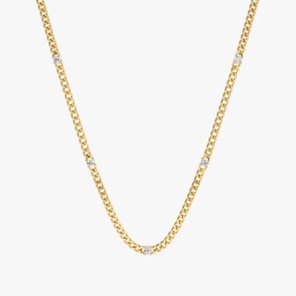 Diamond Cuban Chain Station Necklace