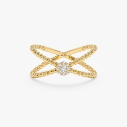 Diamond Flower Beaded X Ring