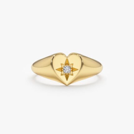 心形星爆钻石印章戒指