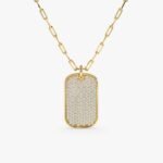 Diamond Tag Necklace with Paperclip Chain