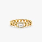 祖母绿切割钻石古巴链戒指