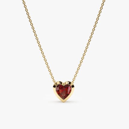 Garnet Heart Necklace