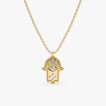 Gold & Diamond Hamsa Necklace