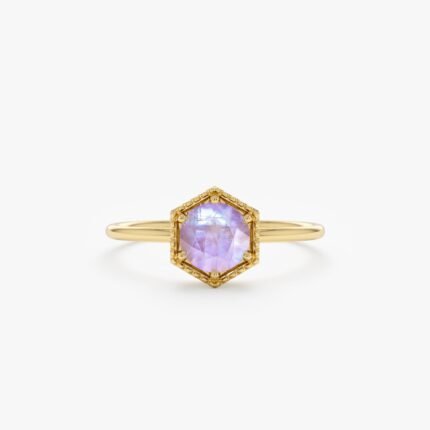 Hexagon Moonstone Ring
