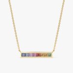 Long Rainbow Sapphire Bar Necklace