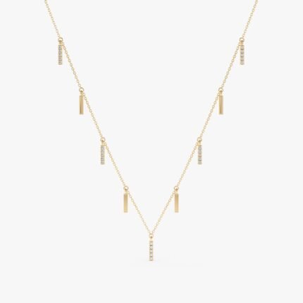 Multi Diamond Bar Necklace