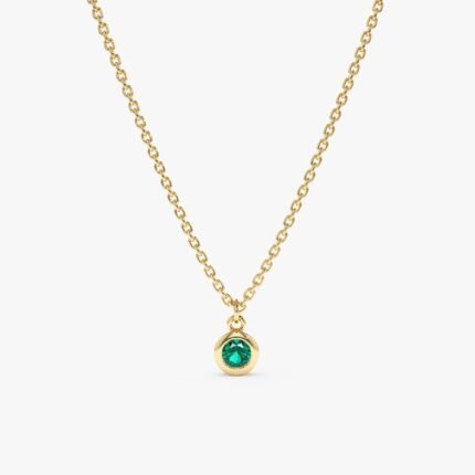 Natural Emerald Bezel Necklace