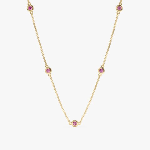 Pink Sapphire Station Necklace