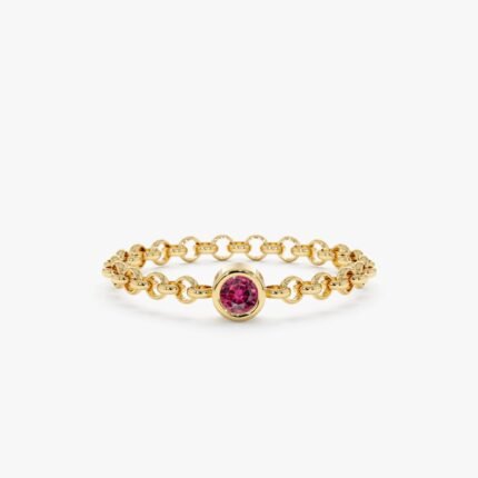 Pink Tourmaline Chain Ring