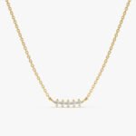 Prong Set Mini Diamond Bar Pendant Necklace