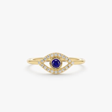 Sapphire & Pavé Diamond Evil Eye Ring