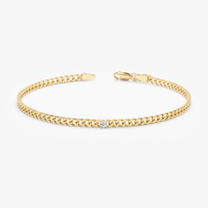 Single Diamond Cuban Chain Bracelet
