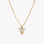 Solid Gold Diamond Bumblebee Necklace