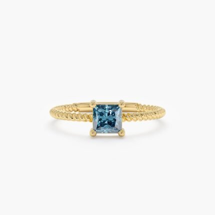 Square Blue Topaz Ring