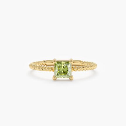 Square Peridot Braided Band