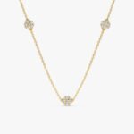 Triple Diamond Ball Station Necklace