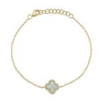0.07Ct Diamond & 0.40Ct Mother Of Pearl Clover Bracelet - Image 2