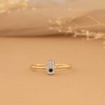 14K Solid Gold Natural Diamond and Sapphire Hamsa Ring - Image 6
