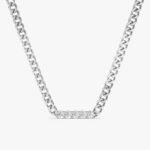 Natural Diamond Bar Cuban Chain Necklace - Image 2