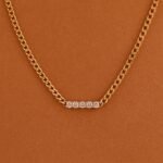 Natural Diamond Bar Cuban Chain Necklace - Image 6