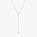 Natural Diamond Lariat Bar Necklace - Image 2