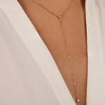 Natural Diamond Lariat Bar Necklace - Image 7