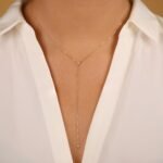 Natural Diamond Lariat Bar Necklace - Image 3
