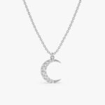 Natural Diamond Crescent Moon Necklace - Image 2