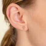 Natural Diamond Cross Stud Earrings - Image 5