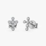 Natural Diamond Cross Stud Earrings - Image 2