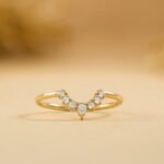 14K Solid Gold Natural Diamond Crown Nesting Ring - 图片 3