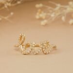 14K Solid Gold Natural Diamond Cursive Love Ring - Image 6