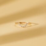 14K Solid Gold Natural Diamond Curved Nesting Ring - Image 5
