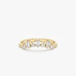 18K Solid Gold Natural Diamond Curved Nesting Ring - 图片 6