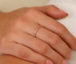 18K Solid Gold Natural Diamond Dot Dash Half Eternity Ring - Image 3