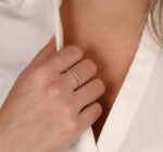 18K Solid Gold Natural Diamond Dot Dash Half Eternity Ring - Image 5