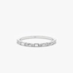 18K Solid Gold Natural Diamond Dot Dash Half Eternity Ring - Image 2
