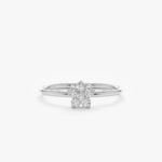 14K Solid Gold Natural Diamond Flower Ring - Image 2