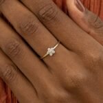 14K Solid Gold Natural Diamond Flower Ring - Image 6