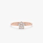 14K Solid Gold Natural Diamond Flower Ring - Image 4