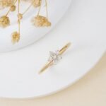 14K Solid Gold Natural Diamond Flower Ring - Image 3